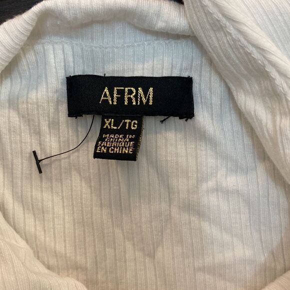 AFRM Ruched Ribbed Halter Top - White XL - Picture 4 of 6